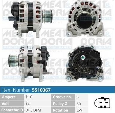 Генератор Meat & Doria для SEAT Altea I 2006-2015. Артикул 5510367