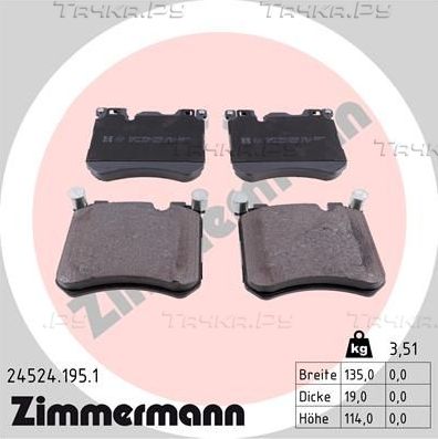 Тормозные колодки Zimmermann передние для Rolls-Royce Dawn 2016-2016. Артикул 24524.195.1