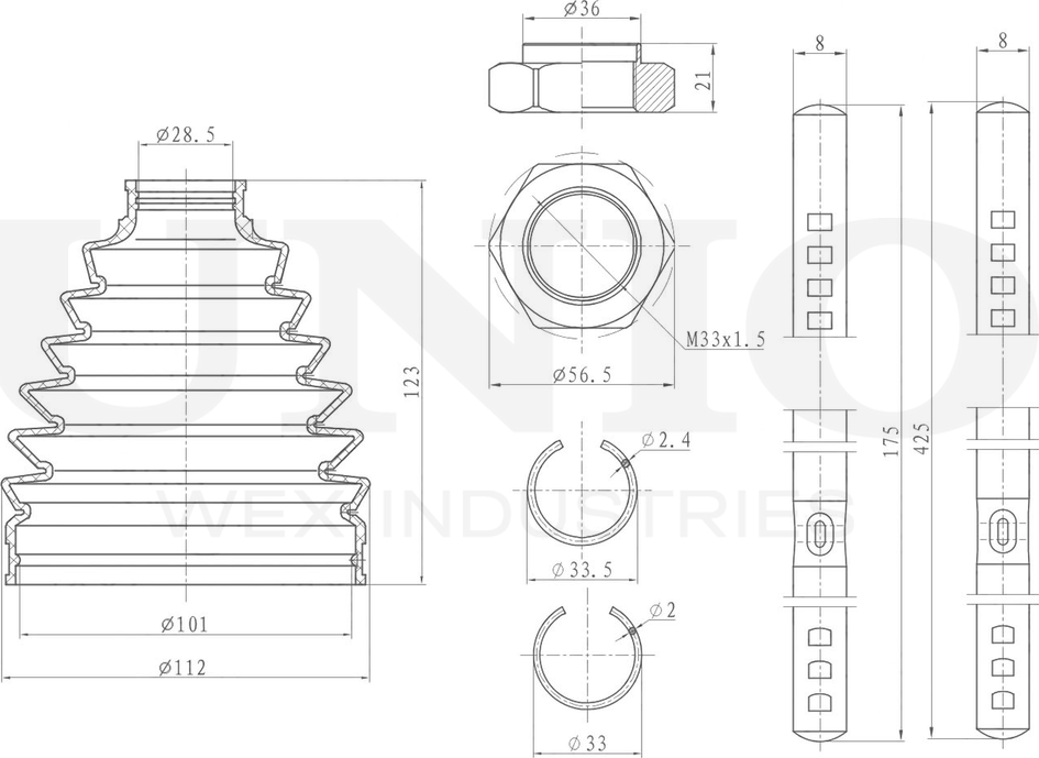 Пыльник ШРУС, комплект (Unio). Артикул DUC-30048K