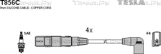 Высоковольтные провода (провода зажигания) (комплект) Tesla. Артикул T856C