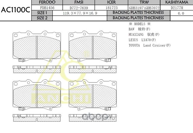 Тормозные колодки (Anchi) Anchi. Артикул AC1100C