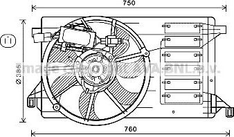 Радиатор охлаждения двигателя AVA. Артикул MZA2230