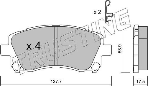 Тормозные колодки Trusting передние для Subaru Outback II 2000-2003. Артикул 305.0