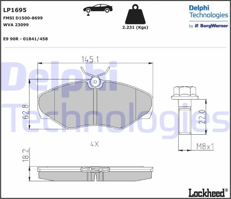 Тормозные колодки Delphi (Low-Metallic). Артикул LP1695