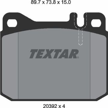 Тормозные колодки Textar Q+ передние для Mercedes-Benz SL-Класс III (R107, C107) 1971-1979. Артикул 2039204