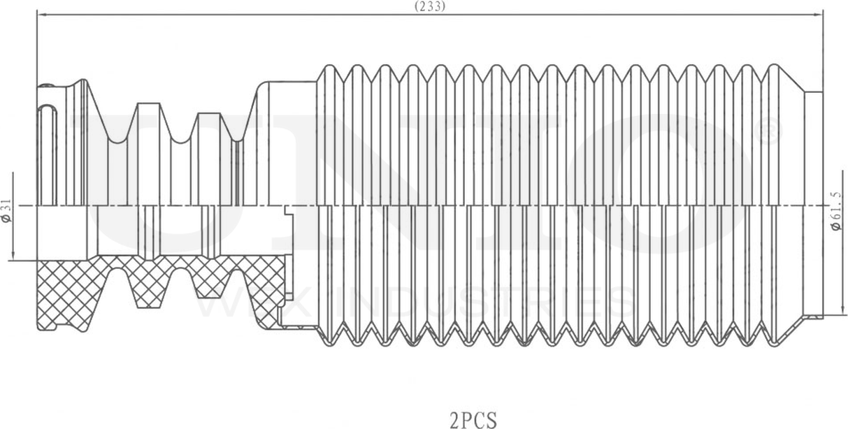 Отбойник и пыльник амортизатора, комплект (Unio). Артикул DUC-50036