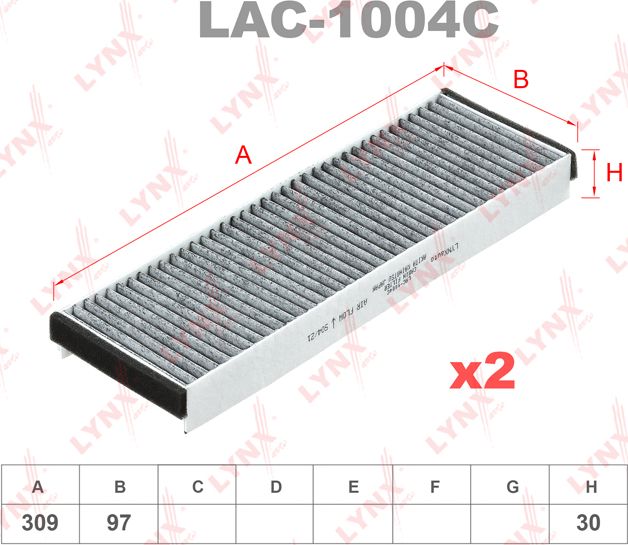 Салонный фильтр LYNXauto. Артикул LAC-1004C