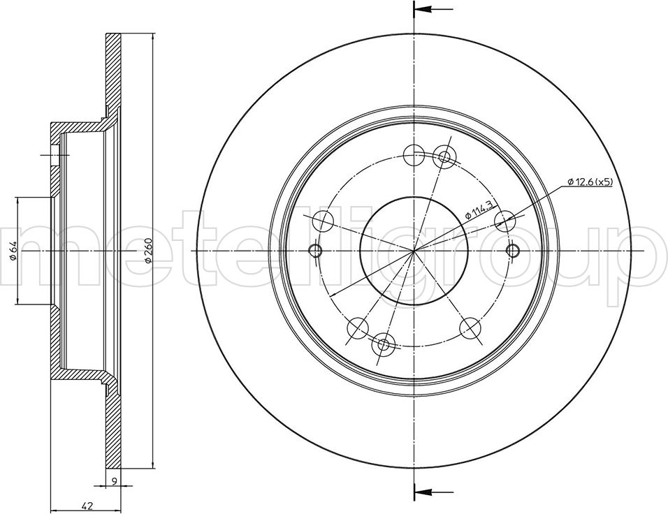 Тормозной диск Metelli. Артикул 23-0957C