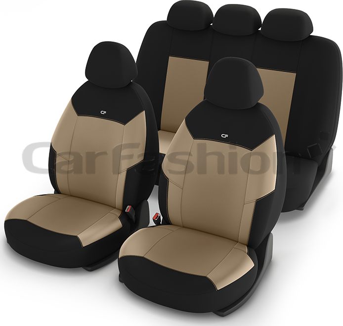 Чехлы универсальные CarFashion Corsar на сидения авто, цвет Бежевый/Черный. Артикул 10082