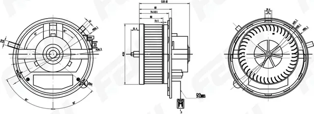 Электровентилятор отопителя без резистора для Skoda Octavia A7 (13-)/VW Golf VII (12-) (Fehu). Артикул ffh1096