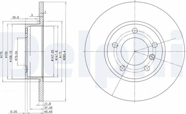 Тормозной диск Delphi передний для BMW 3 III (E36) 1991-2000. Артикул BG2622