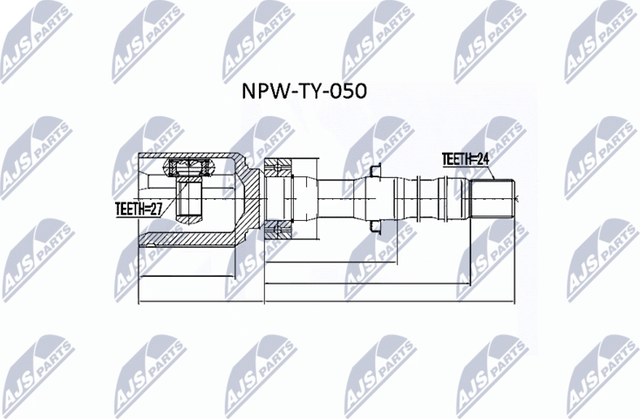 Шрус внутренний (граната) NTY для Toyota RAV4 IV (CA40) 2012-2019. Артикул NPW-TY-050