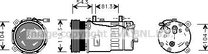 Компрессор кондиционера AVA для Volkswagen Bora 1998-2013. Артикул VNAK280