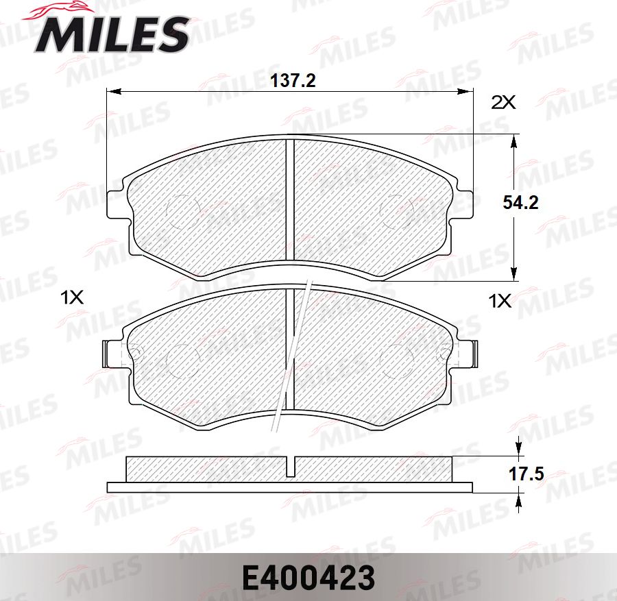 Тормозные колодки Miles (Low-Metallic). Артикул E400423
