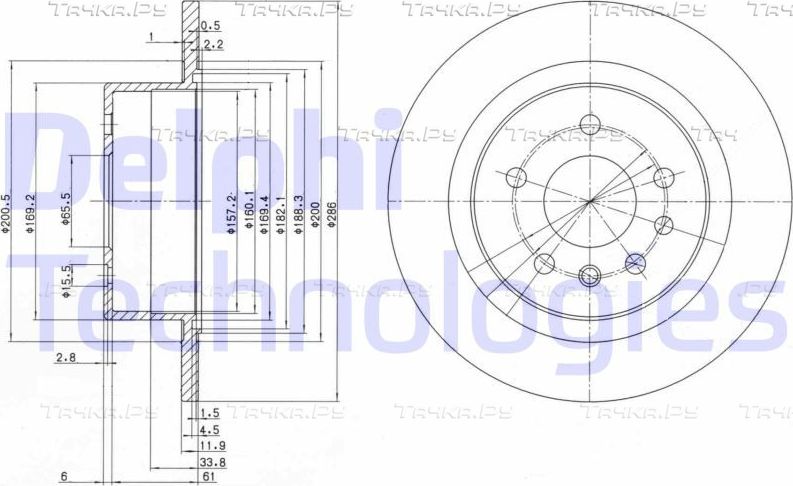 Тормозной диск Delphi. Артикул BG2986