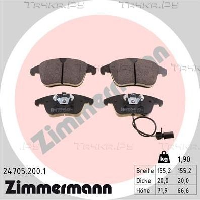 Тормозные колодки Zimmermann передние для Audi S5 I (8T) 2007-2017. Артикул 24705.200.1