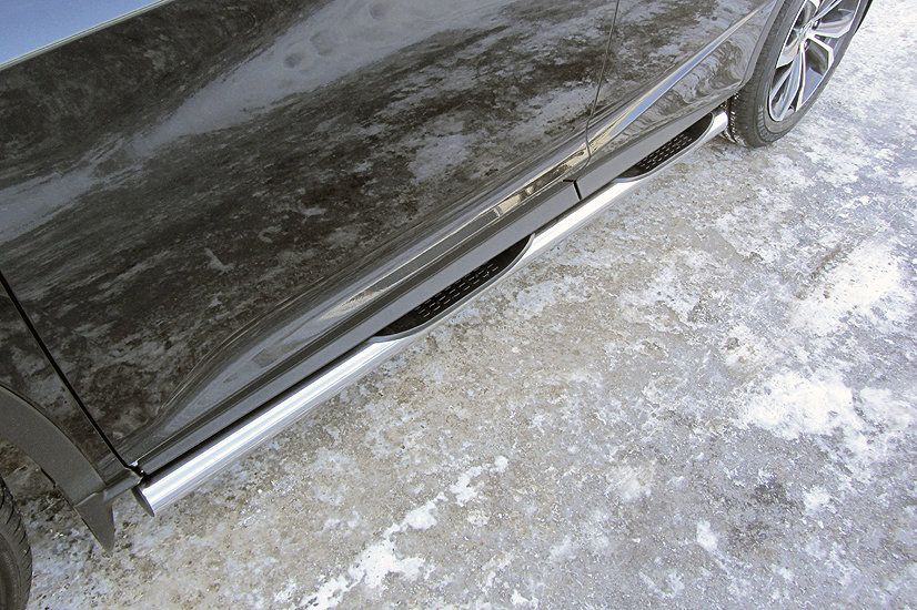 Пороги Slitkoff d76 труба с проступями для Lexus RX350 IV 2015-2026. Артикул LRX15-004