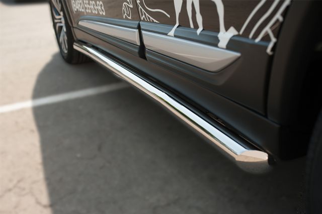 Защита порогов RusStal труба d63 (вариант 1) для Mitsubishi Outlander III 2015-2018. Артикул MOT-0021121