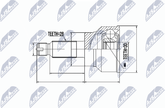 Шрус наружный (граната) NTY передний для Suzuki SX4 I (Classic) 2006-2014. Артикул NPZ-SU-020