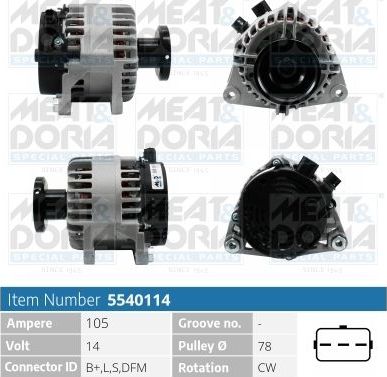 Генератор Meat & Doria для Ford C-MAX I 2003-2010. Артикул 5540114