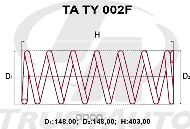 Пружина подвески усиленная () (Trustauto). Артикул TATY002F