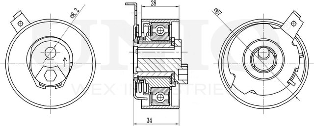 Ролик зубчатого ремня ГРМ натяжной (Unio). Артикул TNS-10305