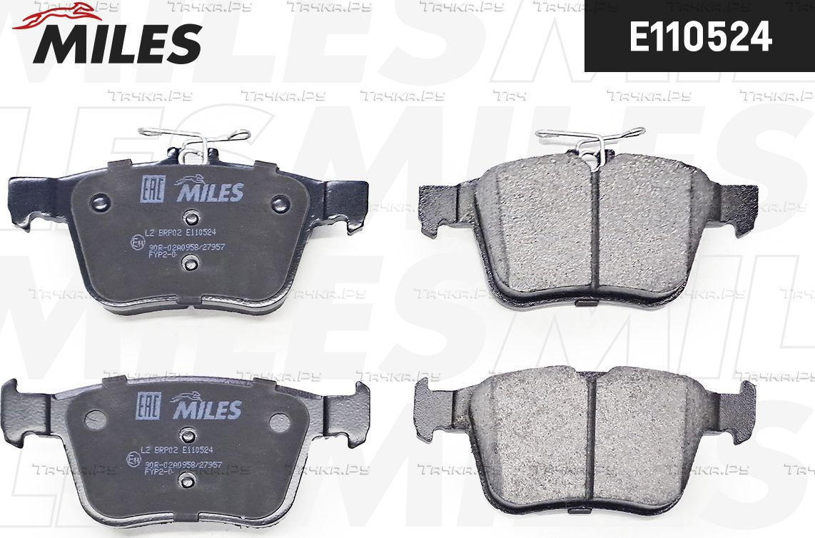 Тормозные колодки Miles (Semi-Metallic) задние для Skoda Superb III 2015-2026. Артикул E110524