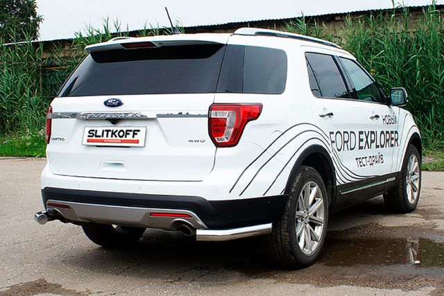 Защита Slitkoff задняя уголки d76 для Ford Explorer V 2-й рестайлинг 2017-2019. Артикул FEX18010