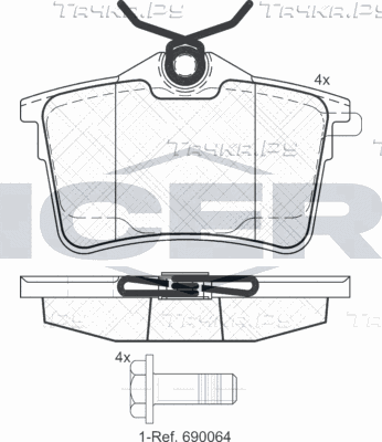 Тормозные колодки Icer задние для Citroen Berlingo II 2008-2019. Артикул 181895