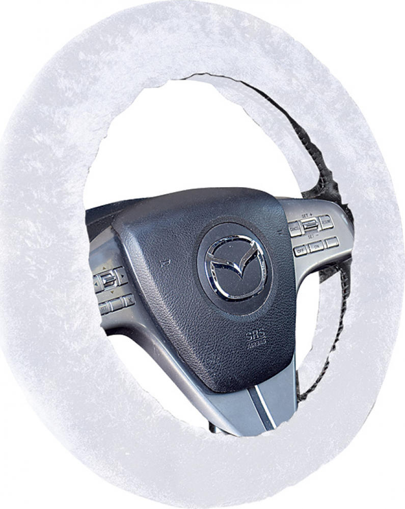 Оплётка на руль CarFashion Alpaca (размер M, искусственный мех, цвет БЕЛЫЙ). Артикул 31501