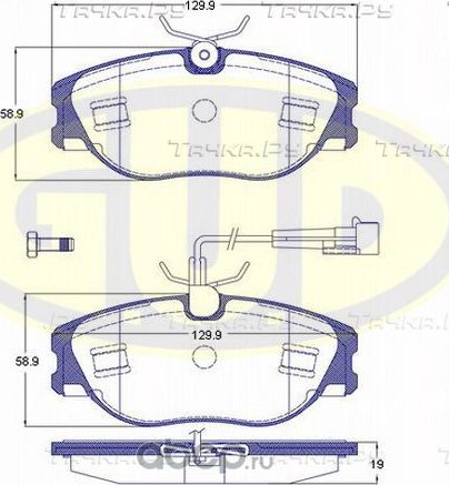 Тормозные колодки G.U.D. передние для Citroen Jumpy I 1995-2006. Артикул GBP030544