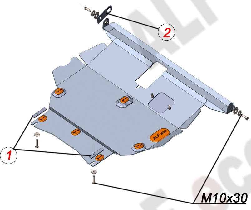 Защита алюминиевая Alfeco для картера и КПП Toyota Corolla Runx E120 4WD 2000-2007. Артикул ALF.24.118al