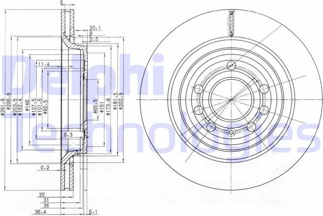 Тормозной диск Delphi задний для Saab 9-3 I 1999-2003. Артикул BG3886