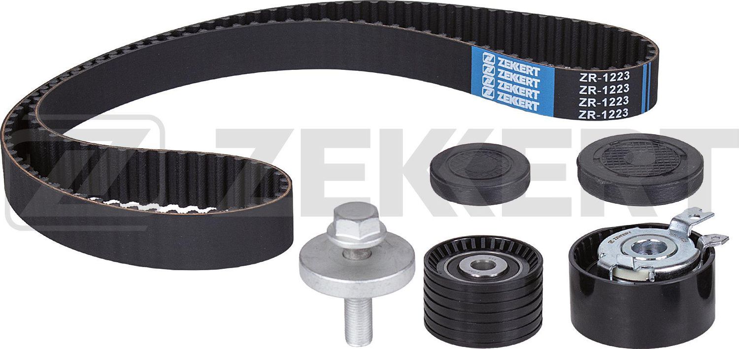 Ремень ГРМ с роликами (комплект) Zekkert (HNBR (Hydrierter Acryl-Nitril-Butadien-Kautschuk)) для Nissan Kubistar X76 2003-2026. Артикул ZR-1223