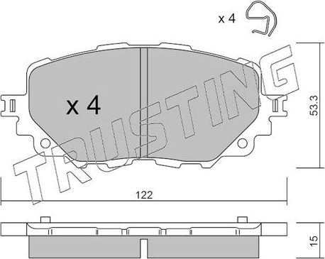 Тормозные колодки Trusting передние для Mazda MX-5 IV (ND) 2015-2026. Артикул 1086.0