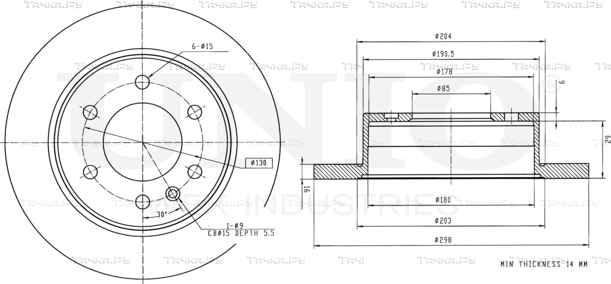 Диск тормозной (Unio). Артикул BRD-20245