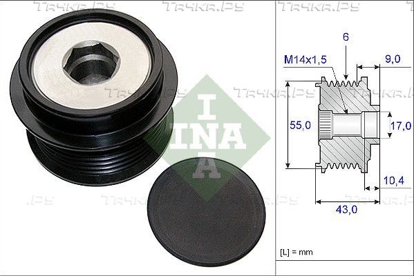 Муфта генератора обгонная Ina для Toyota Matrix II (E140) 2008-2013. Артикул 535 0208 10