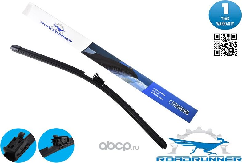 Щетка стеклоочистителя бескаркасная с форсункой и подогревом 630 мм (Roadrunner). Артикул RR630FWH