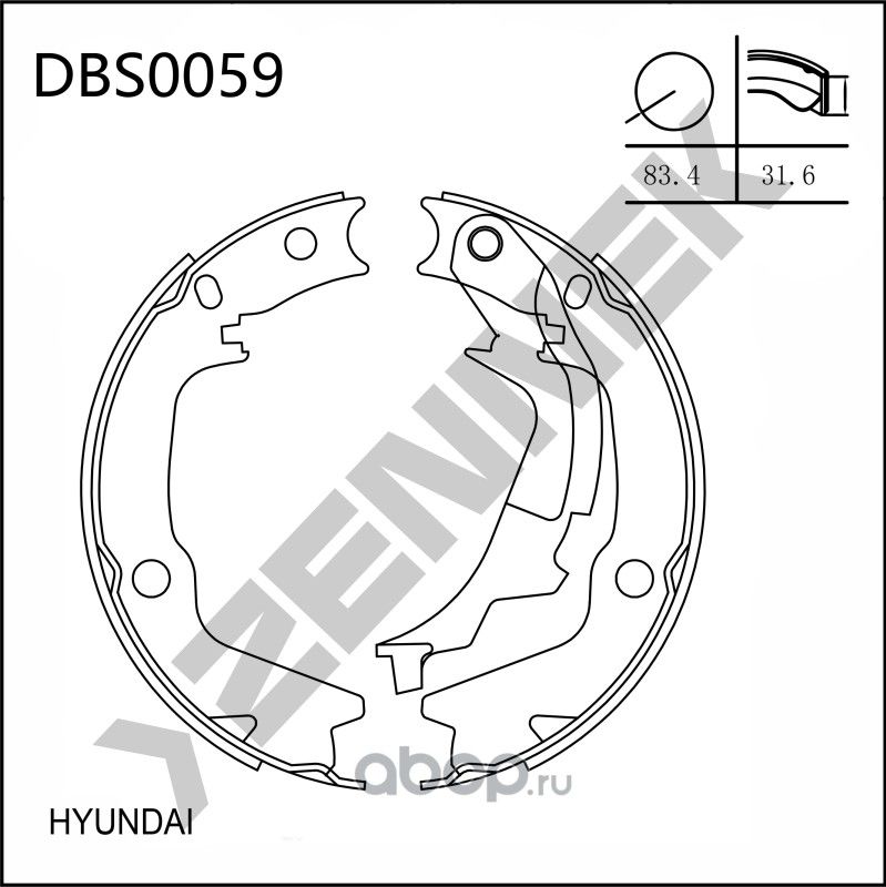 Колодки тормозные барабанные HYUNDAI GETZ 01-11, I10 07 (Zennek). Артикул DBS0059