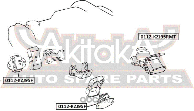 Подушка (опора) двигателя Asva задняя для Toyota Land Cruiser 100 1998-2007. Артикул 0112-KZJ95RMT