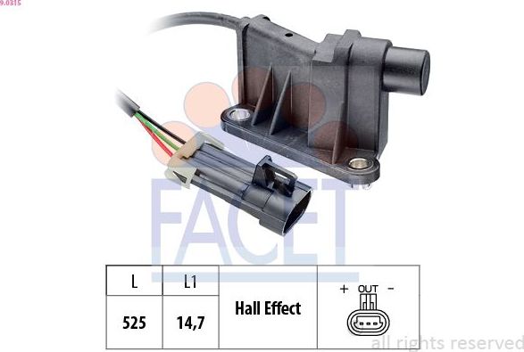 Датчик положения распредвала Facet Made in Italy - OE Equivalent для Opel Corsa B 1993-2000. Артикул 9.0315