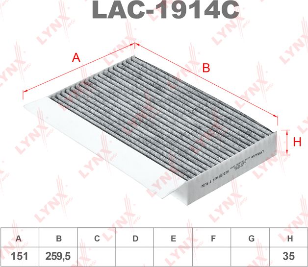 Салонный фильтр LYNXauto. Артикул LAC-1914C