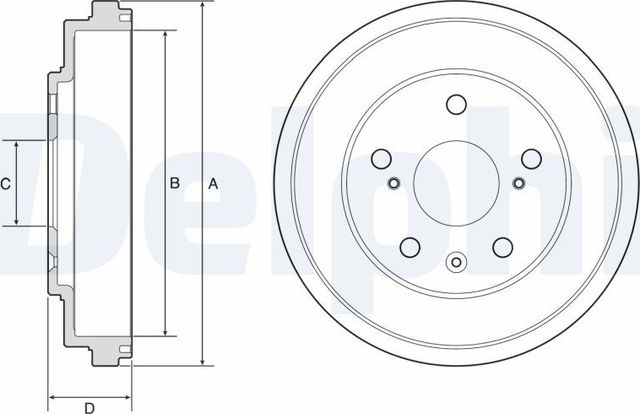 Тормозной барабан Delphi задний для Suzuki SX4 I (Classic) 2006-2015. Артикул BF572