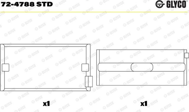 Вкладыши коренные Glyco для DAF CF 2013-2026. Артикул 72-4788 STD