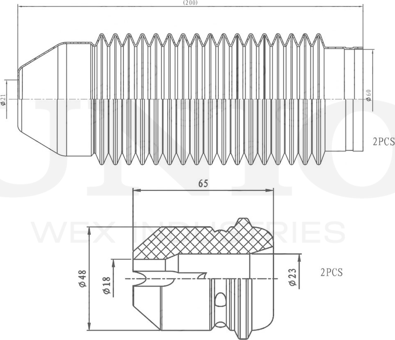 Отбойник и пыльник амортизатора, комплект (Unio). Артикул DUC-50024