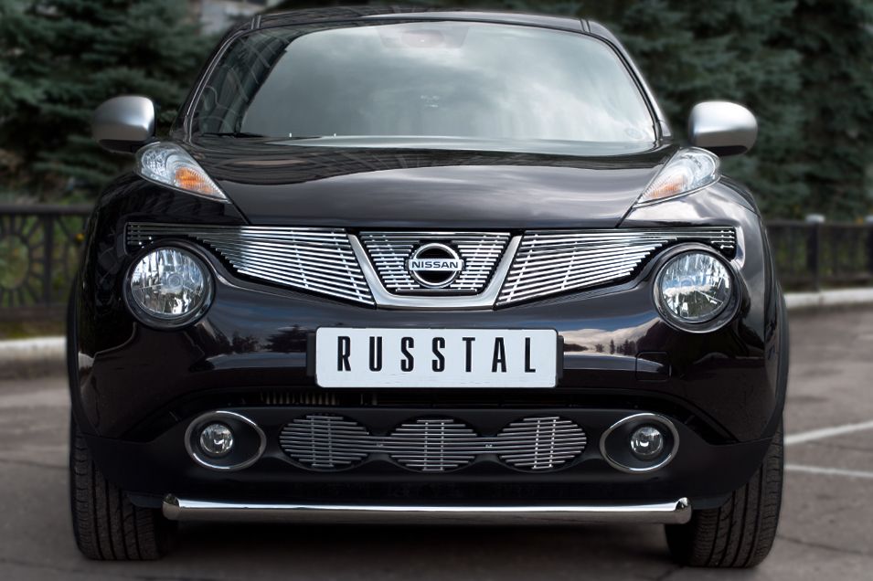 Защита RusStal переднего бампера d63 (дуга) для Nissan Juke полный привод 2010-2014. Артикул NJ4Z-000880