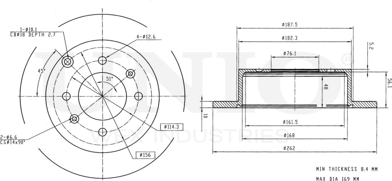 Диск тормозной (Unio). Артикул BRD-20089