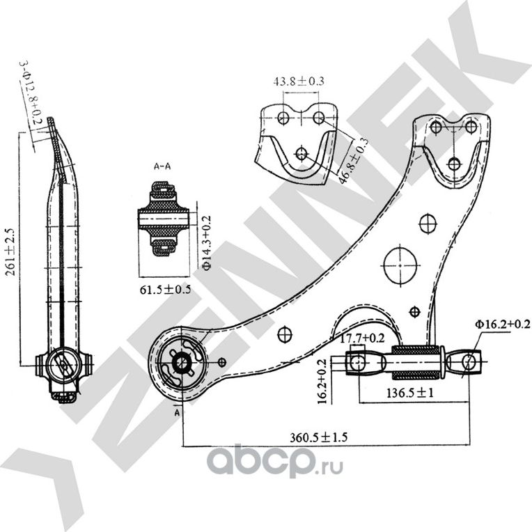 РЫЧАГ ПЕРЕДНИЙ ПРАВЫЙ TOYOTA CAMRY MCV30 <02 (Zennek). Артикул DCA0111