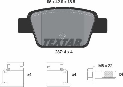 Тормозные колодки Textar Q+ задние для Fiat Stilo 2001-2008. Артикул 2371401