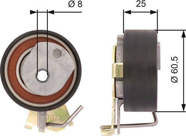 Натяжной ролик (натяжитель) ремня ГРМ Gates PowerGrip®. Артикул T43023